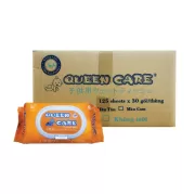 Khăn Giấy Ướt Queen Care Cao Cấp Cam (125 Tờ)